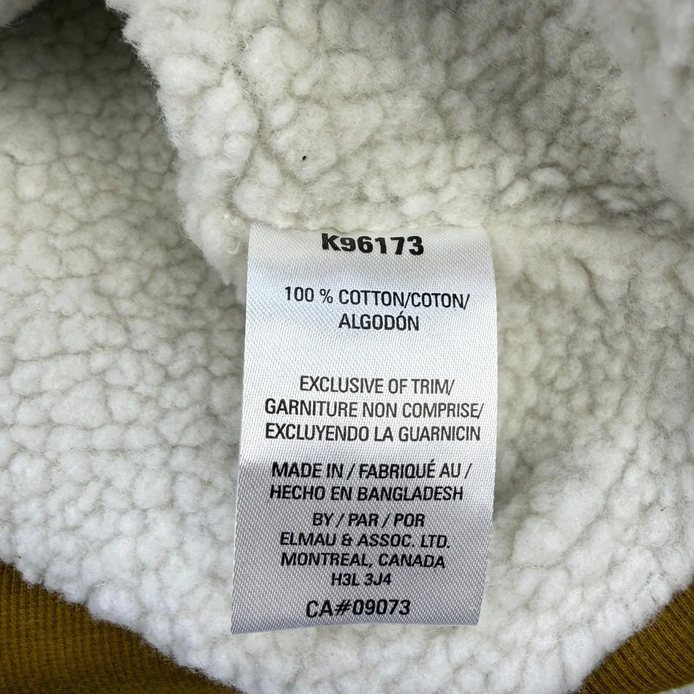 Kangol Hoodie Mens Small Mustard Yellow Sherpa Lined Waffle Knit Henley Pullover - Picture 5 of 9